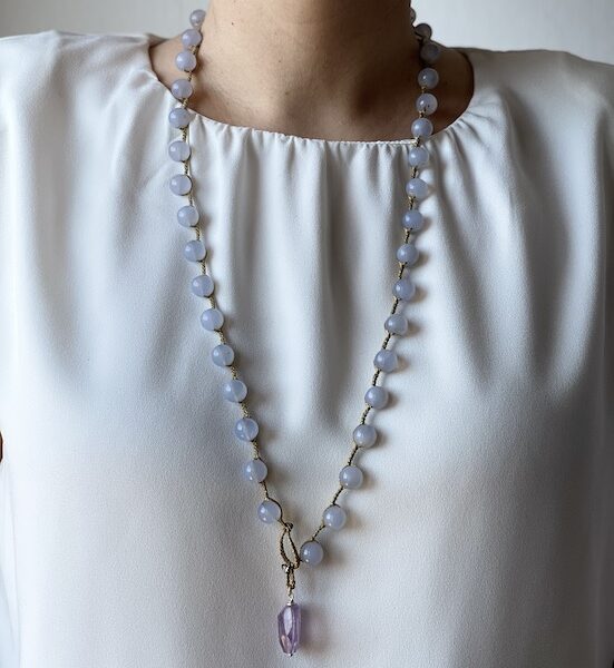 Chalcedony Blue Marie Necklace