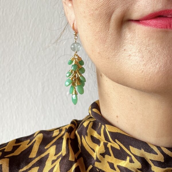 Chrysoprase Drops Earrings Long