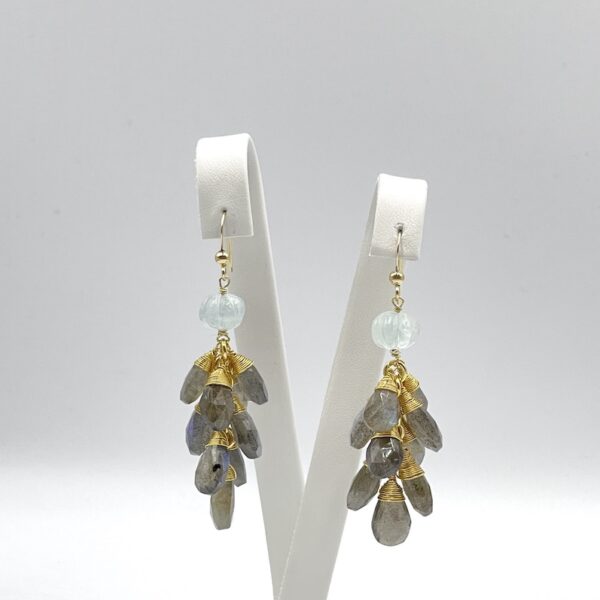 Labradorite Drops Earrings Long