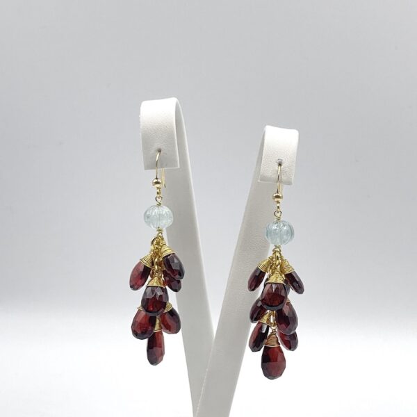 Garnet Drops Earrings Long