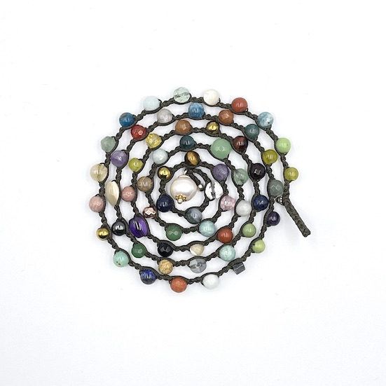 Mixed Gemstones Long Spiral